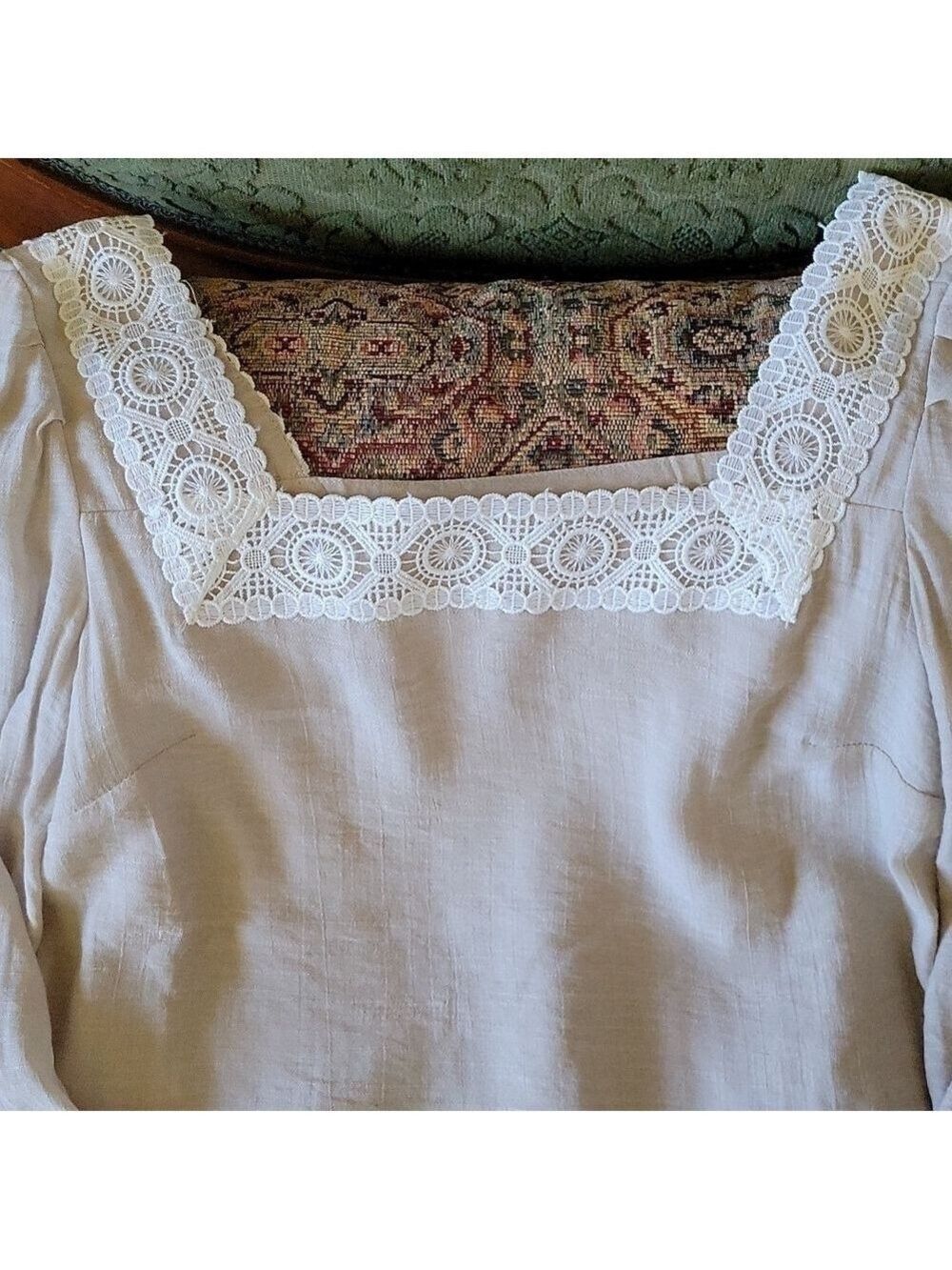 Nanette Lepore Lace Trim Square Neck 3/4 Sleeve Blouse - Picture 5 of 12